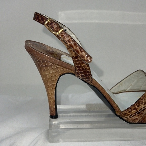 Vintage Gloria Vanderbilt Sz 8.5 Snakeskin Open Toe Heel Sandals - Picture 3 of 12